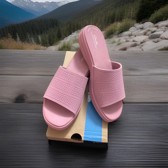 Clarks Cloudsteppers Shoes - Clarks Womens 12 M Drift Twist Purple‎ Synthetic Casual Slides Sandals Shoes